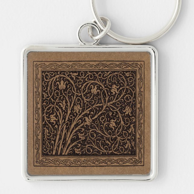 William Morris Campion Tooled Leather Damask Keychain (Front)