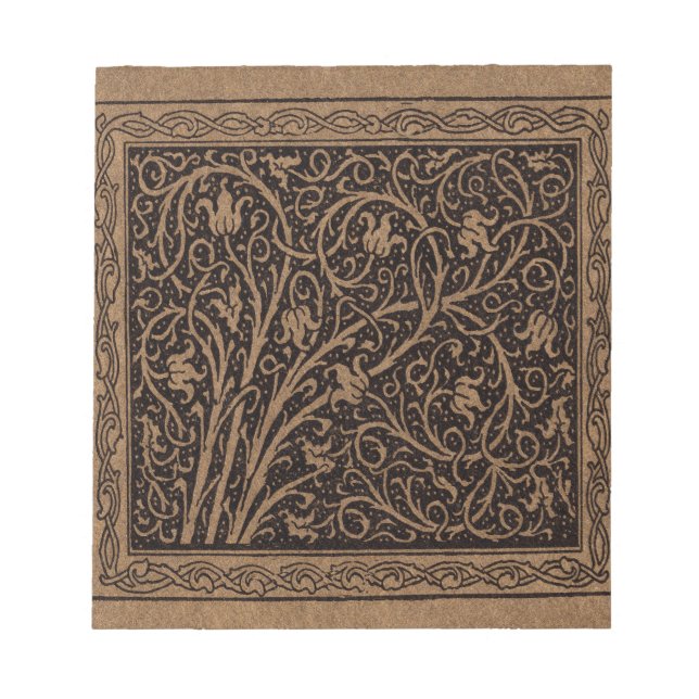 William Morris Campion Tooled Leather Damask Notepad (Front)