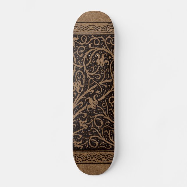 William Morris Campion Tooled Leather Damask Skateboard (Front)