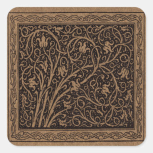 William Morris Campion Tooled Leather Damask Square Sticker