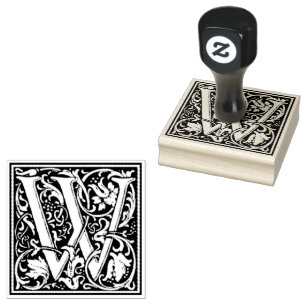 William Morris Capital Letter W Rubber Stamp