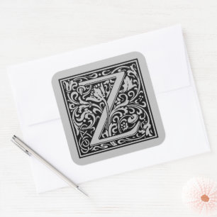William Morris Capital Letter Z Matte Silver Square Sticker
