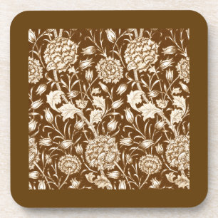 William Morris Carnation Print, Chocolate Brown Coaster
