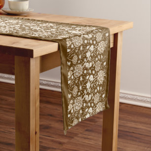 William Morris Carnation Print, Chocolate Brown  Long Table Runner