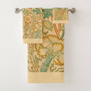 William Morris Carnations Retro Floral Bath Towel Set