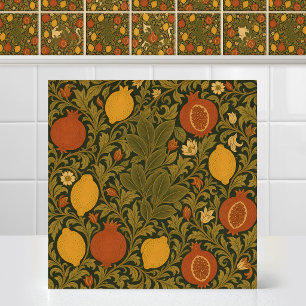 William Morris Cat Fruit Citrus Matching Pattern Tile