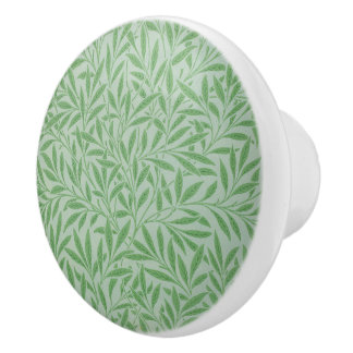 William Morris ceramic knob willow leaves green