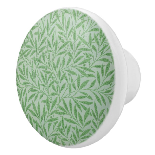 William Morris ceramic knob willow leaves green (Right)