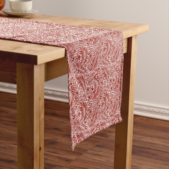 William Morris Cherry Red Larkspur Pattern Medium Table Runner (In Situ)