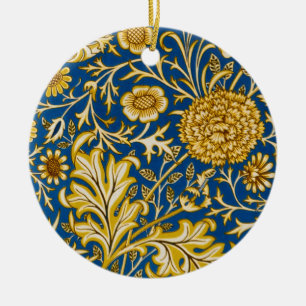 William Morris Cherwell Floral Pattern Blue Ceramic Ornament
