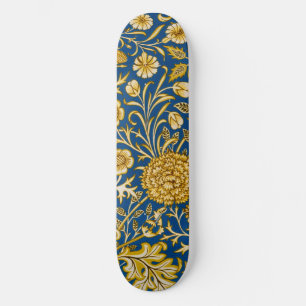 William Morris Cherwell Floral Pattern Blue Skateboard