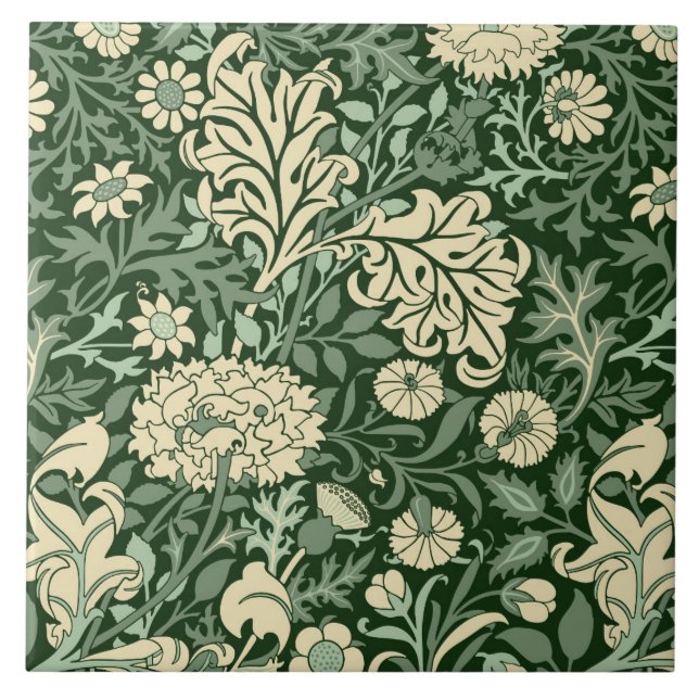 William Morris 'Cherwell' in Forest Green Tile (Front)