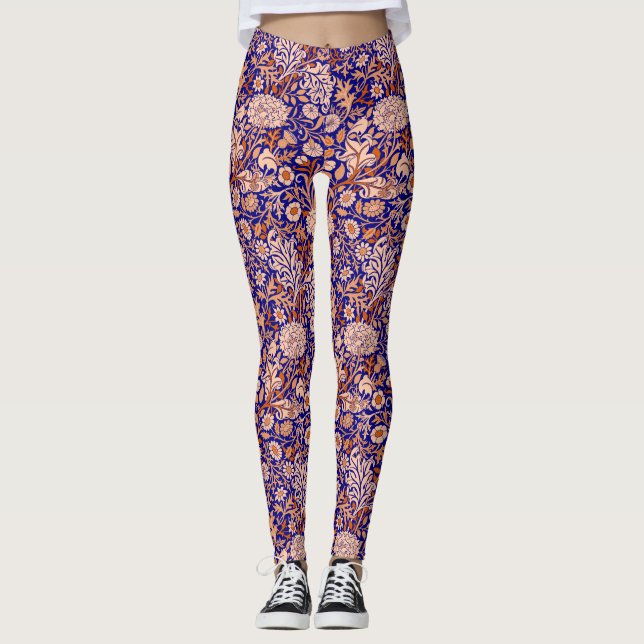 William Morris "Cherwell" Pattern in Blue Leggings (Front)