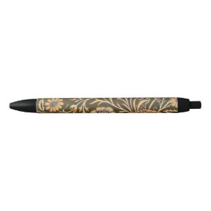 William Morris Cherwell Wallpaper Pattern Black Ink Pen