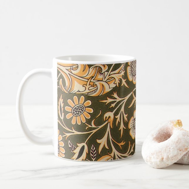 William Morris Cherwell Wallpaper Pattern Coffee Mug (With Donut)