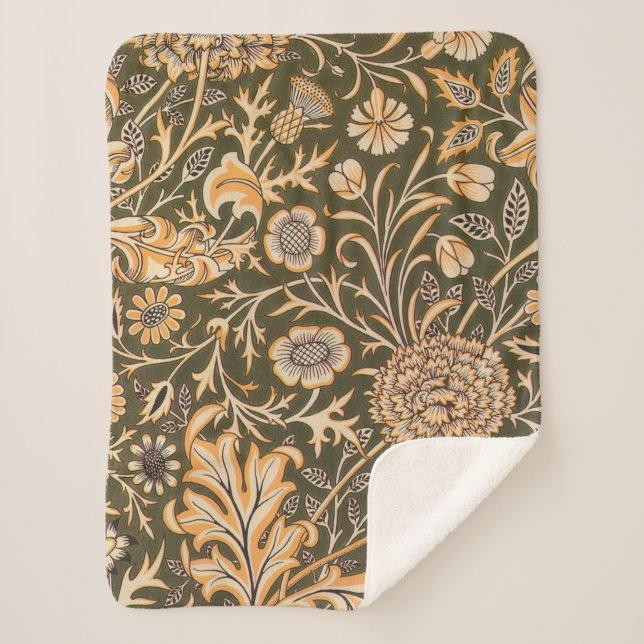 William Morris Cherwell Wallpaper Pattern Sherpa Blanket (Front)