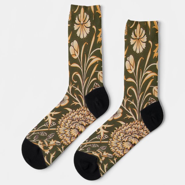 William Morris Cherwell Wallpaper Pattern Socks (Left)