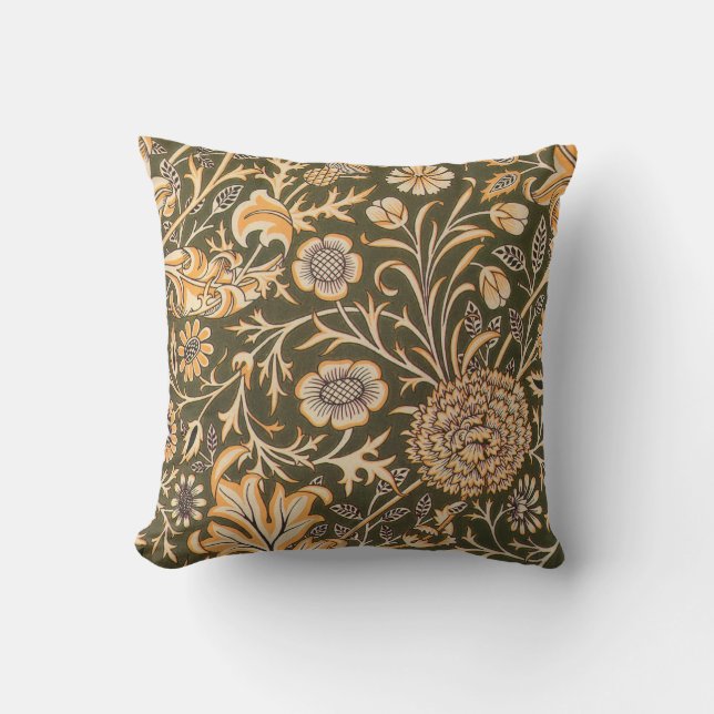 William Morris Cherwell Wallpaper Pattern Throw Pillow (Front)