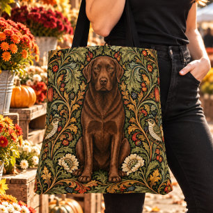 William Morris Chocolate Lab Vintage Floral Tote Bag
