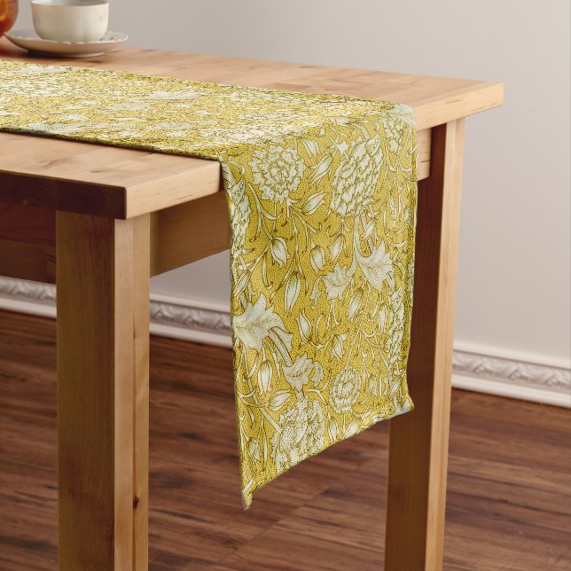 William Morris Chrysanthemum Floral Pattern Foliag Long Table Runner (In Situ)