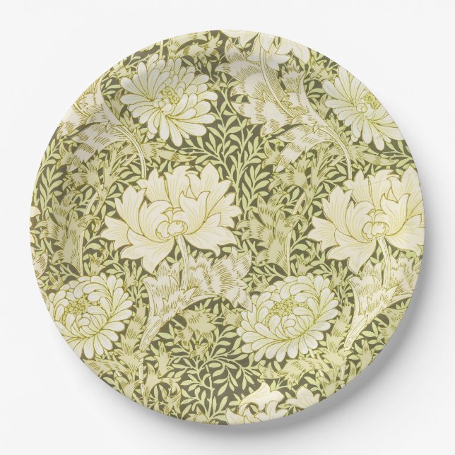 William Morris Chrysanthemum Floral Pattern Paper Plate (Front)