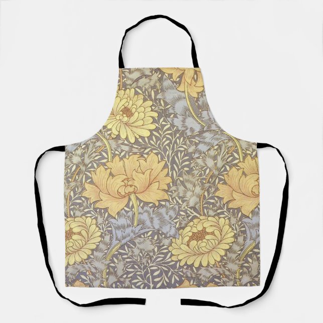 William Morris Chrysanthemum Mum Flowers Apron (Front)