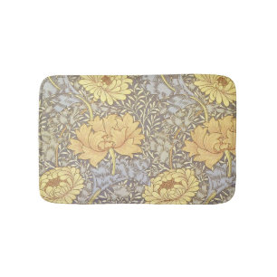 William Morris Chrysanthemum Mum Flowers Bath Mat