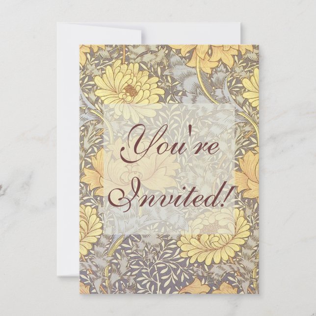 William Morris Chrysanthemum Mum Flowers Invitation (Front)
