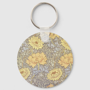William Morris Chrysanthemum Mum Flowers Keychain