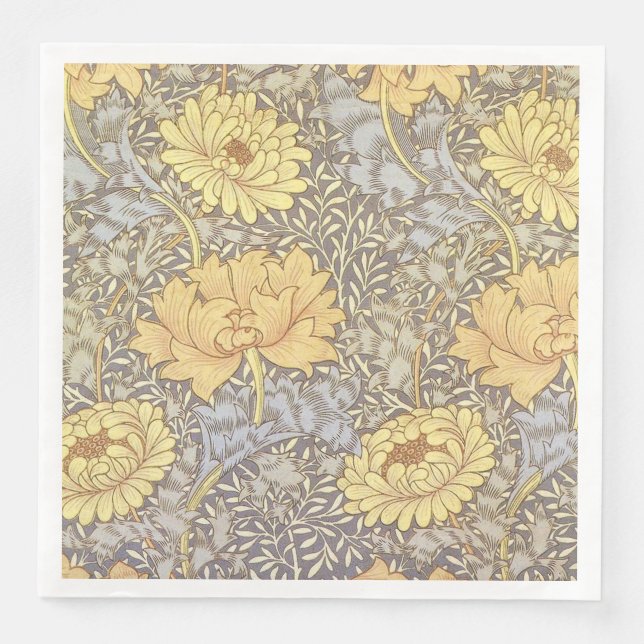 William Morris Chrysanthemum Mum Flowers Napkin (Front)