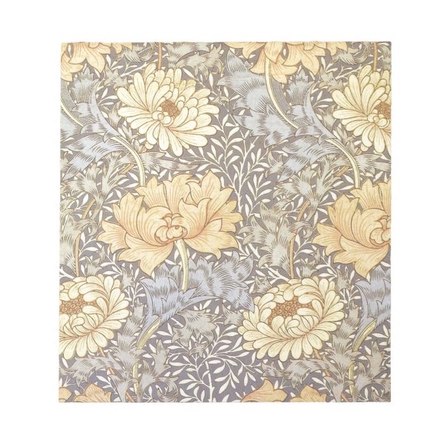 William Morris Chrysanthemum Mum Flowers Notepad (Front)
