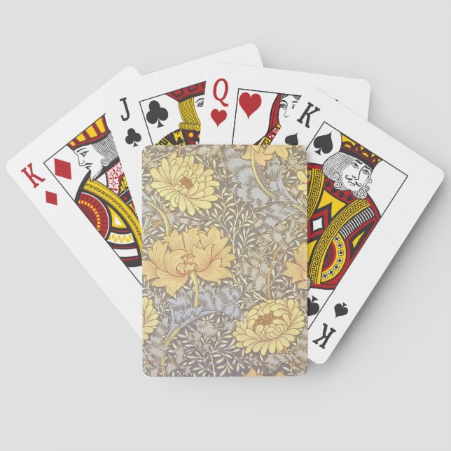 William Morris Chrysanthemum Mum Flowers Playing Cards (Back)