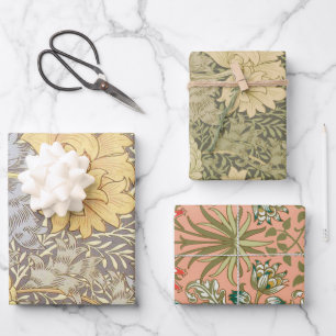 William Morris Chrysanthemum Mum Flowers Wrapping Paper Sheet