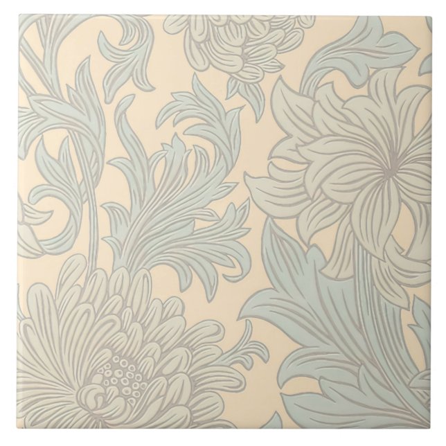 William Morris Chrysanthemum Pattern Ceramic Tile (Front)