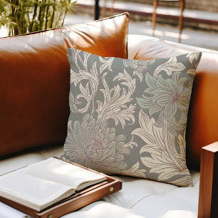 William Morris Chrysanthemum Pattern Throw Pillow