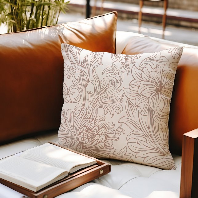 William Morris Chrysanthemum Pattern Throw Pillow (Creator Uploaded)