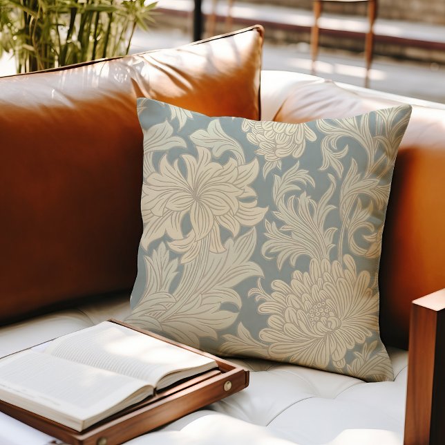William Morris Chrysanthemum Pattern Throw Pillow (Creator Uploaded)