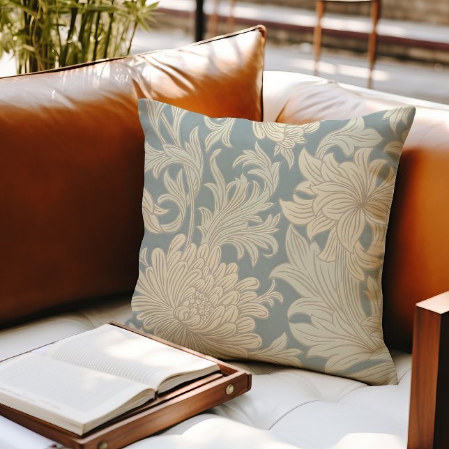 William Morris Chrysanthemum Pattern Throw Pillow (Creator Uploaded)