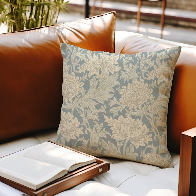 William Morris Chrysanthemum Pattern Throw Pillow (Creator Uploaded)