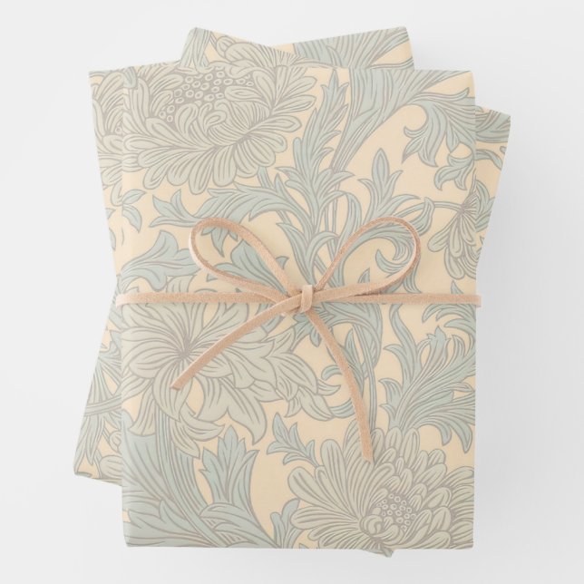 William Morris Chrysanthemum Pattern Wrapping Pape Paper Sheet (In situ)