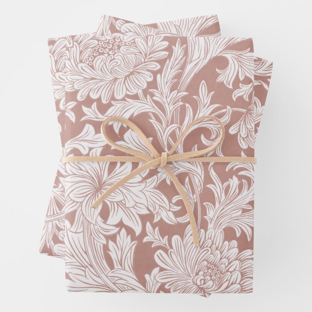 William Morris Chrysanthemum Pattern Wrapping Pape Wrapping Paper Sheet (In situ)