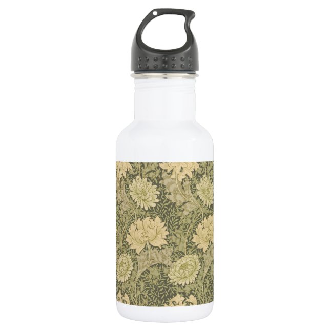 William Morris Chrysanthemum Sage Flower 532 Ml Water Bottle (Front)