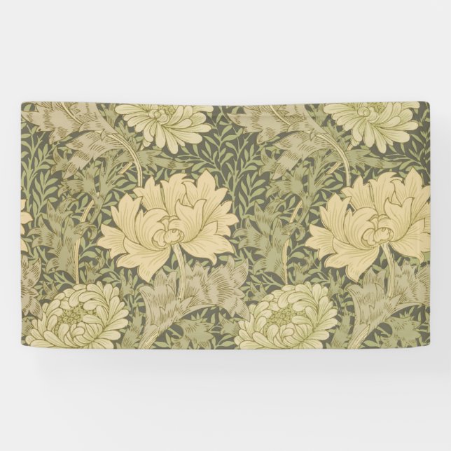 William Morris Chrysanthemum Sage Flower Banner (Horizontal)