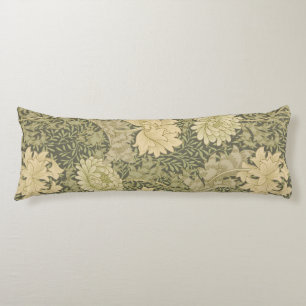 William Morris Chrysanthemum Sage Flower Body Pillow