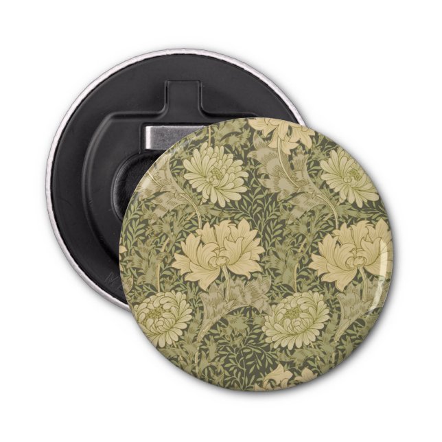 William Morris Chrysanthemum Sage Flower Bottle Opener (Front)