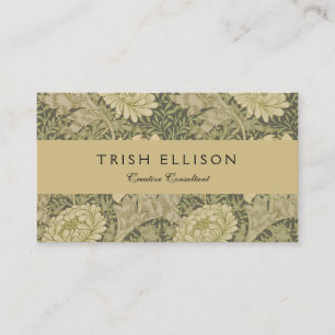 William Morris Chrysanthemum Sage Flower Business Card