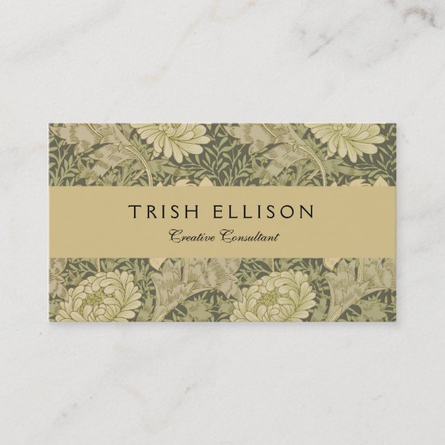 William Morris Chrysanthemum Sage Flower Business Card (Front)