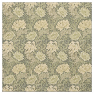 William Morris Chrysanthemum Sage Flower Fabric