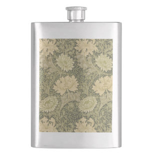 William Morris Chrysanthemum Sage Flower Hip Flask