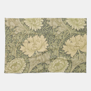William Morris Chrysanthemum Sage Flower Kitchen Towel
